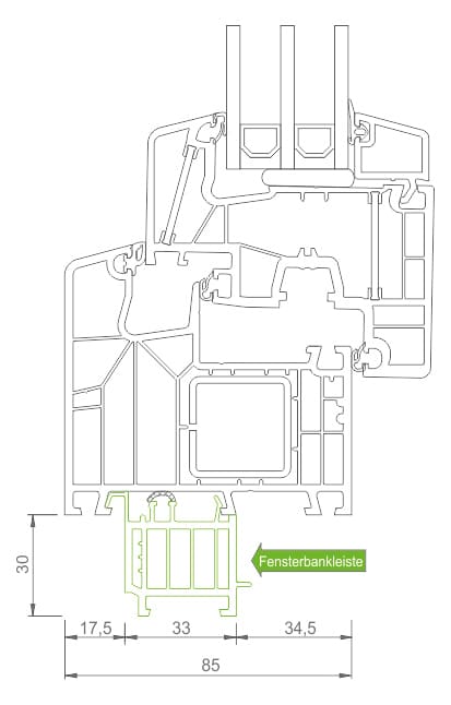 Querschnitt Fensterbankleiste